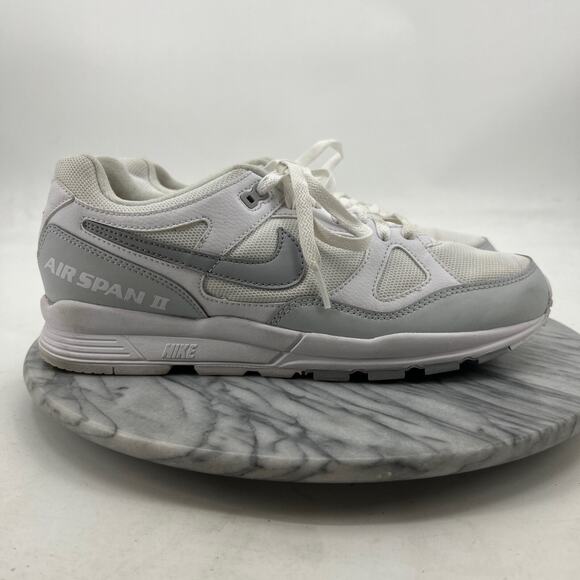 Nike Mens 9.5 Air Span 2 Athletic Sneaker Retro White Golf Grey Shoe AH8047-105 - Picture 2 of 13